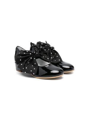 Monnalisa oversized-bow ballerina shoes - Black