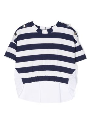 Monnalisa panelled striped T-shirt - White