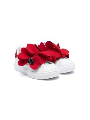 Monnalisa petals-appliqué leather sneakers - White