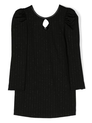 Monnalisa pinstripe-pattern long-sleeve dress - Black
