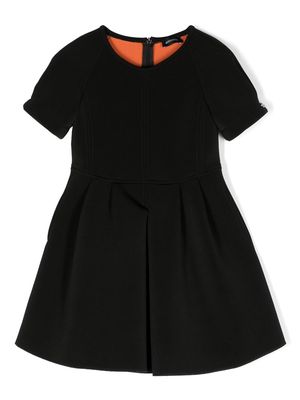 Monnalisa pleat-detail short-sleeve dress - Black