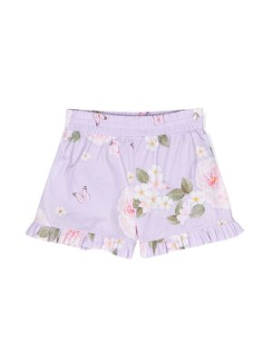 Monnalisa pleated-trim shorts - Purple