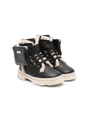 Monnalisa pocket-detail leather ankle boots - Black