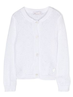 Monnalisa pointelle-knit cotton cardigan - White