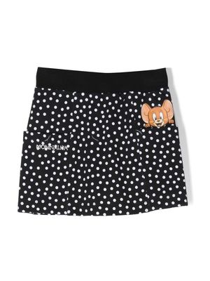 Monnalisa polka-dot cartoon-print skirt - Black