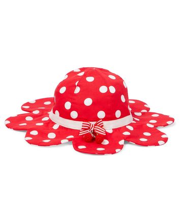 Monnalisa Polka-dot cotton poplin sun hat