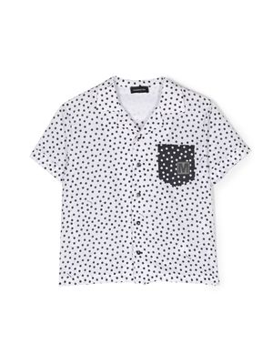 Monnalisa polka dot-print cotton shirt - White