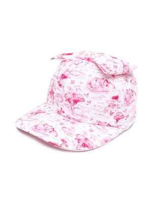 Monnalisa porcelain-print bow cap - White