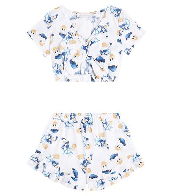Monnalisa Printed cotton top and shorts set