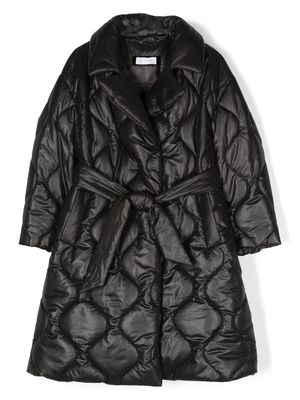 Monnalisa quilted belted padded coat - Black
