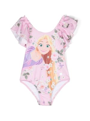 Monnalisa Rapunzel-print swimsuit - Pink