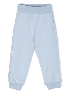 Monnalisa rhinestone-embellished cotton blend track pants - Blue