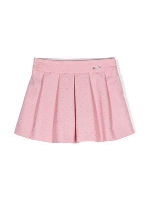 Monnalisa rhinestone-embellished cotton pleated skirt - Pink