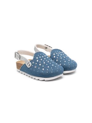 Monnalisa rhinestone-embellished denim sandals - Blue