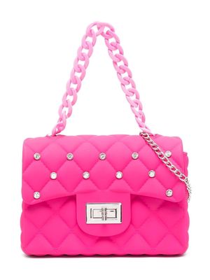 Monnalisa rhinestone-embellished diamond-quilted bag - Pink