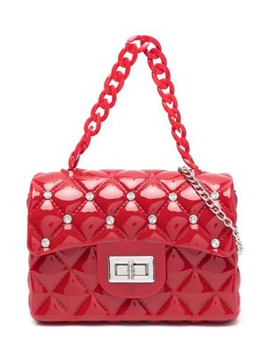 Monnalisa rhinestone-embellished diamond-quilted bag - Red