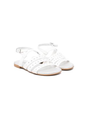 Monnalisa rhinestone-embellished leather sandals - White