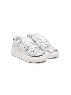 Monnalisa rhinestone-embellished leather sneakers - Silver