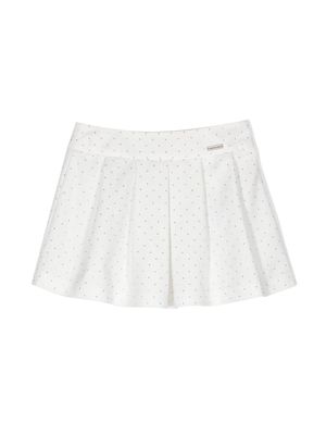 Monnalisa rhinestone-embellished pleated skirt - White