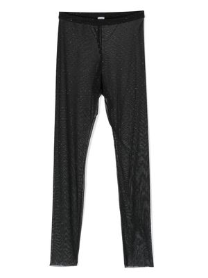 Monnalisa rhinestone-embellished semi-sheer leggings - Black