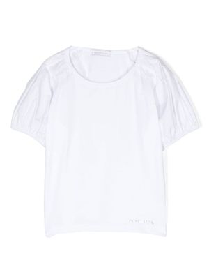 Monnalisa rhinestone embellished short-sleeve top - White
