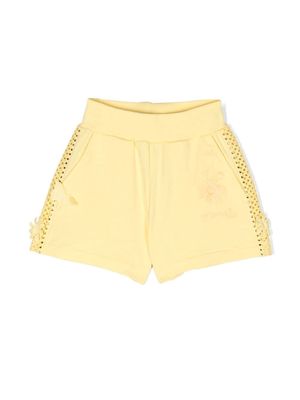 Monnalisa rhinestone-embellished shorts - Yellow