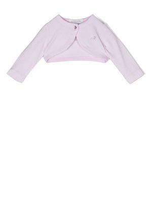 Monnalisa rhinestone-logo cropped cardigan - Pink