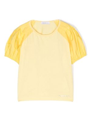 Monnalisa rhinestone-logo detail T-shirt - Yellow