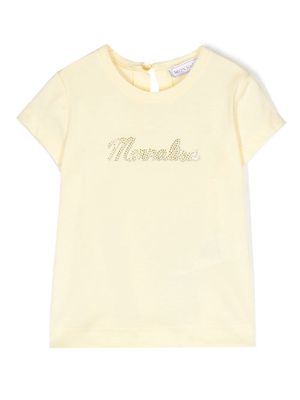 Monnalisa rhinestone logo T-shirt - Yellow