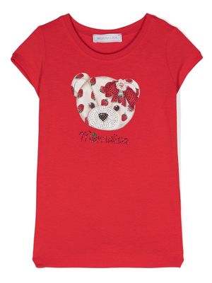 Monnalisa rhinestone teddy bear T-shirt - Red