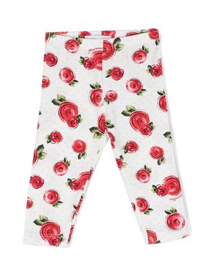 Monnalisa rose-print leggings - White