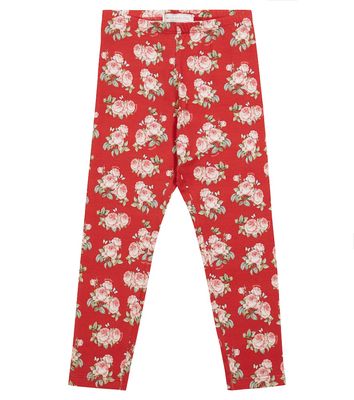 Monnalisa Rose-printed cotton leggings