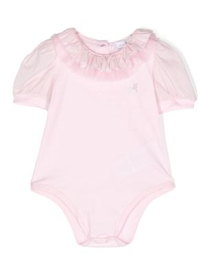 Monnalisa ruffle-collar puff-sleeve bodysuit - Pink