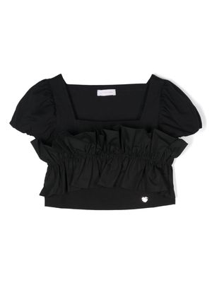 Monnalisa ruffle-detail cropped blouse - Black