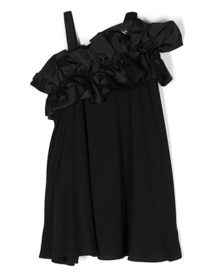 Monnalisa ruffle-detail one-shoulder dress - Black