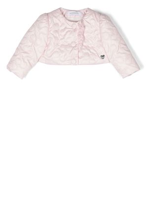 Monnalisa ruffle-detail quilted cropped jacket - Pink