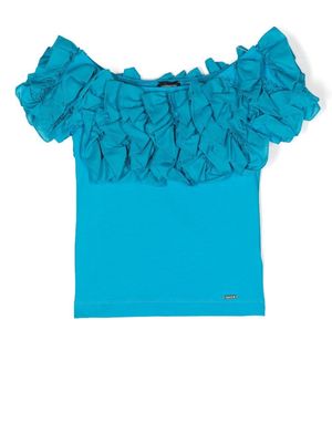 Monnalisa ruffle-detail T-shirt - Blue