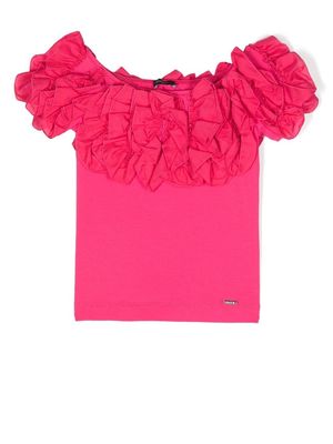 Monnalisa ruffle-detail T-shirt - Pink
