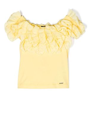 Monnalisa ruffle-detail T-shirt - Yellow