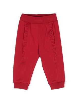 Monnalisa ruffle-trim cotton track pants - Red