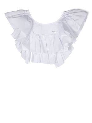 Monnalisa ruffle-trim cropped blouse - White