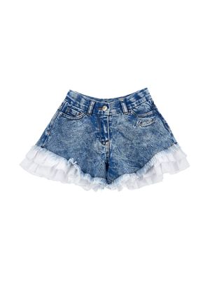 Monnalisa ruffle-trim denim shorts - Blue