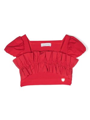 Monnalisa ruffle-trimmed crop top - Red