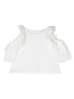 Monnalisa ruffle-trimmed off-shoulder blouse - White