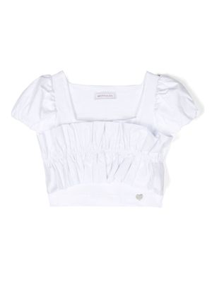 Monnalisa ruffled cotton blouse - White