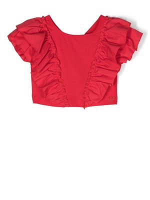 Monnalisa ruffled cotton T-Shirt - Red