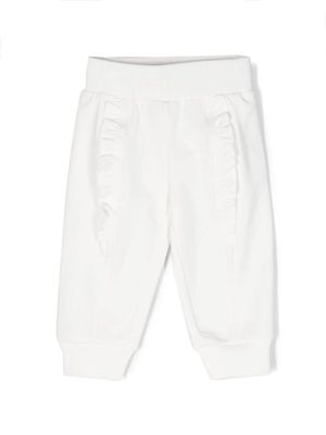 Monnalisa ruffled cotton track pants - White