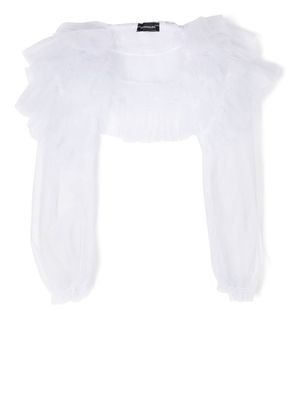 Monnalisa ruffled cropped blouse - White