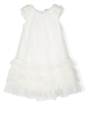 Monnalisa ruffled-detail short-sleeved dress - White