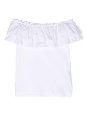 Monnalisa ruffled off-shoulder T-shirt - White